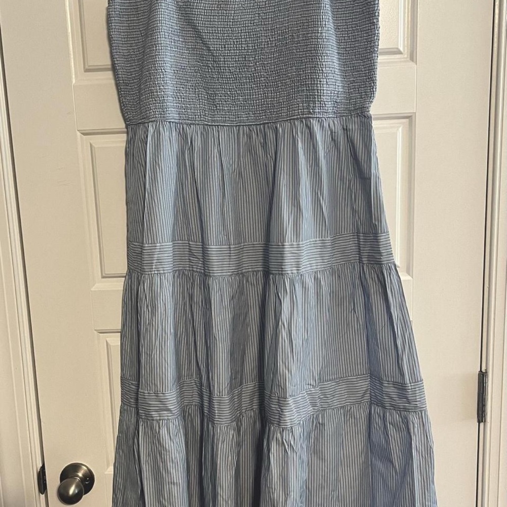 Chic Soul Blue Striped Maxi Dress
